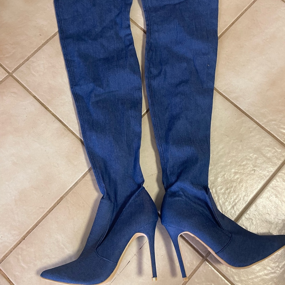 Cape Robbin Denim Blue Over-the-Knee Boots
